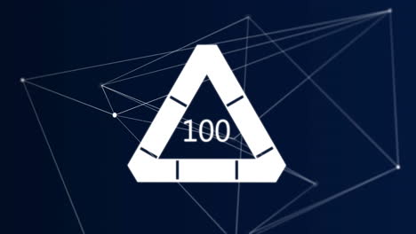 animation of the number 100 in a loading triangle