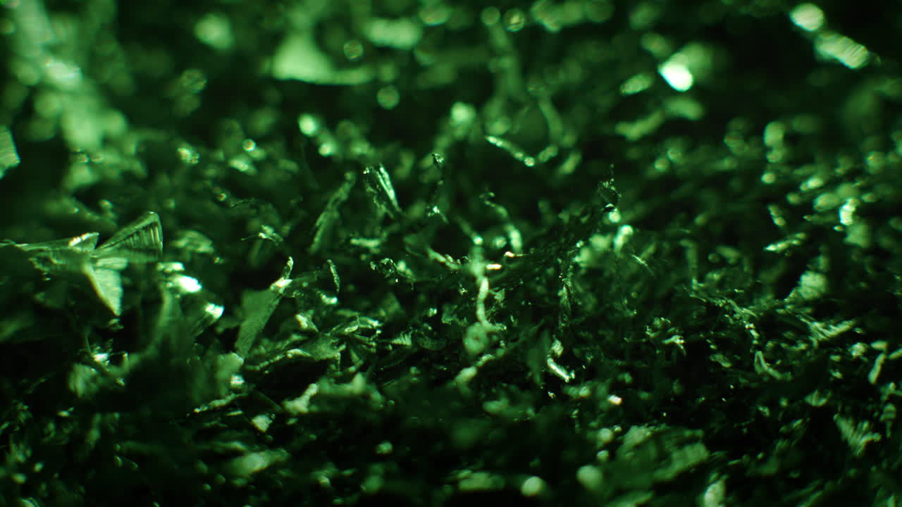 Emerald color metal fillings close-up shot