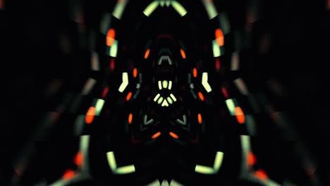 abstracto verde claro naranja neón brillante rayos hipnóticos y líneas movimiento formando patrones en forma de estrella y explotando. 4k 3d bucle sin costuras abstracto creativo caleidoscopio estallido brillante neón luz vj bucle de fondo