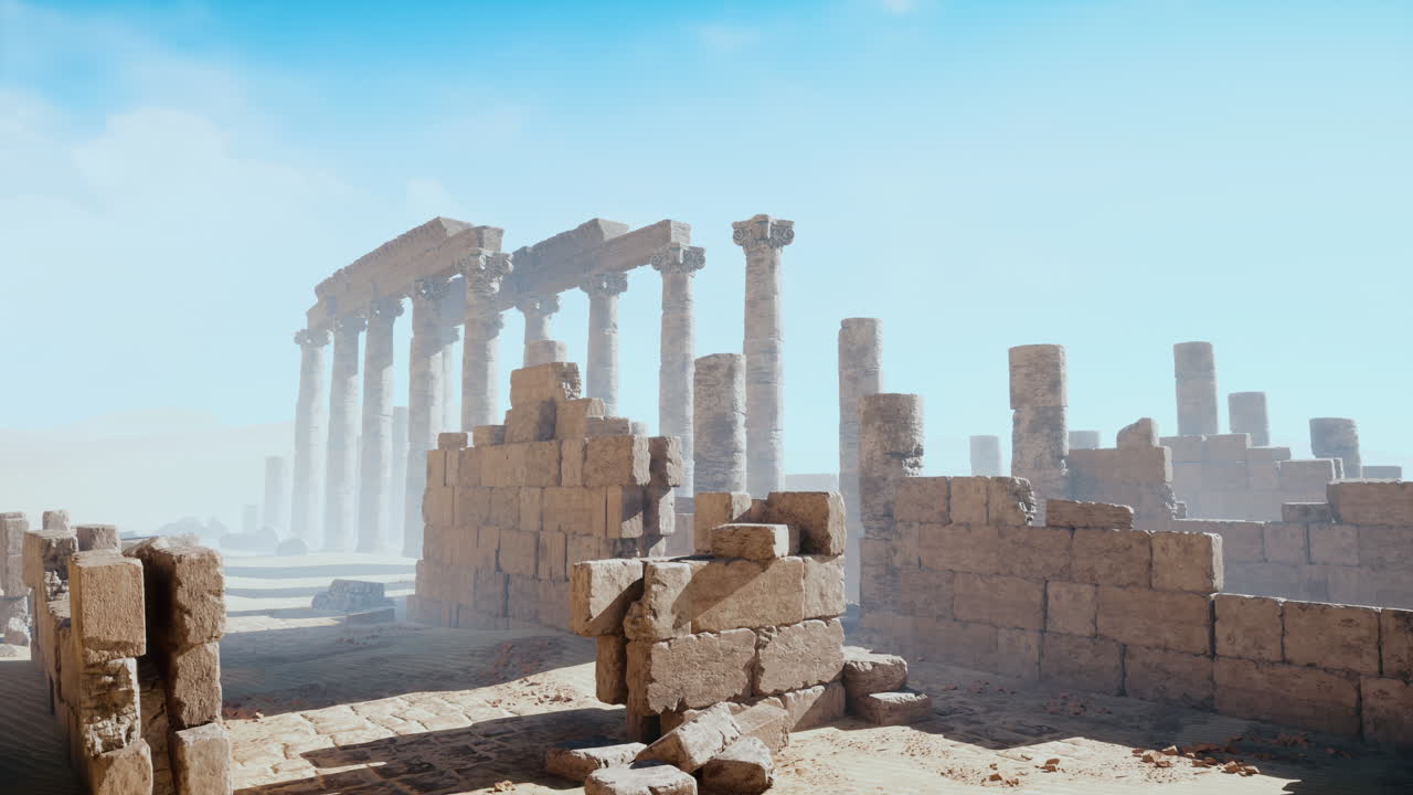 사막 에 있는 고대 유적 들