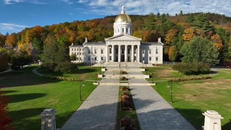 vermont state house surrounded by fall trees