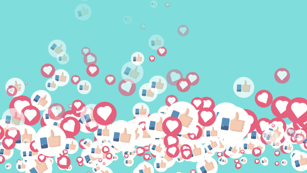 아이콘과 함께 페이스북 배경의 모션 그래픽