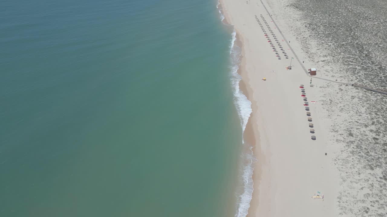 Aerial Shot of Sandy Beach on a Hot Summer's Day in Algarve, Portugal