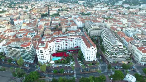 aerial view of cannes at sunset