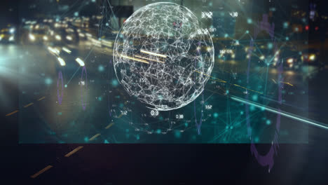 animation of cyber attack warning over cityscape