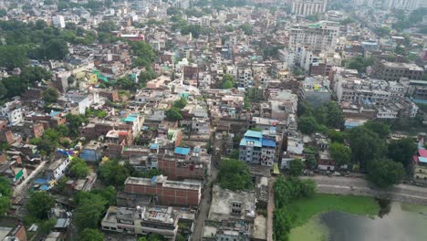 pushkar talab near assi ghat drone view in varanasi india