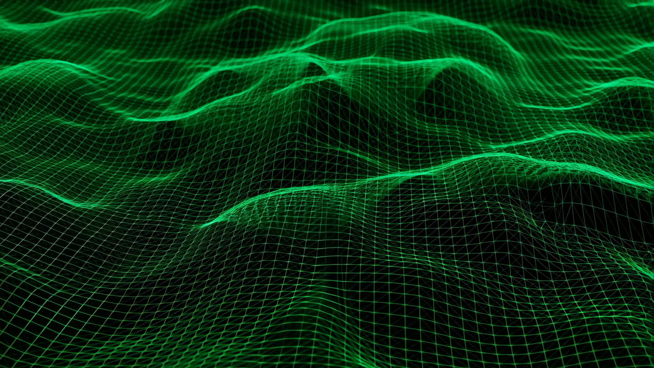 Digital Green Wireframe Landscape