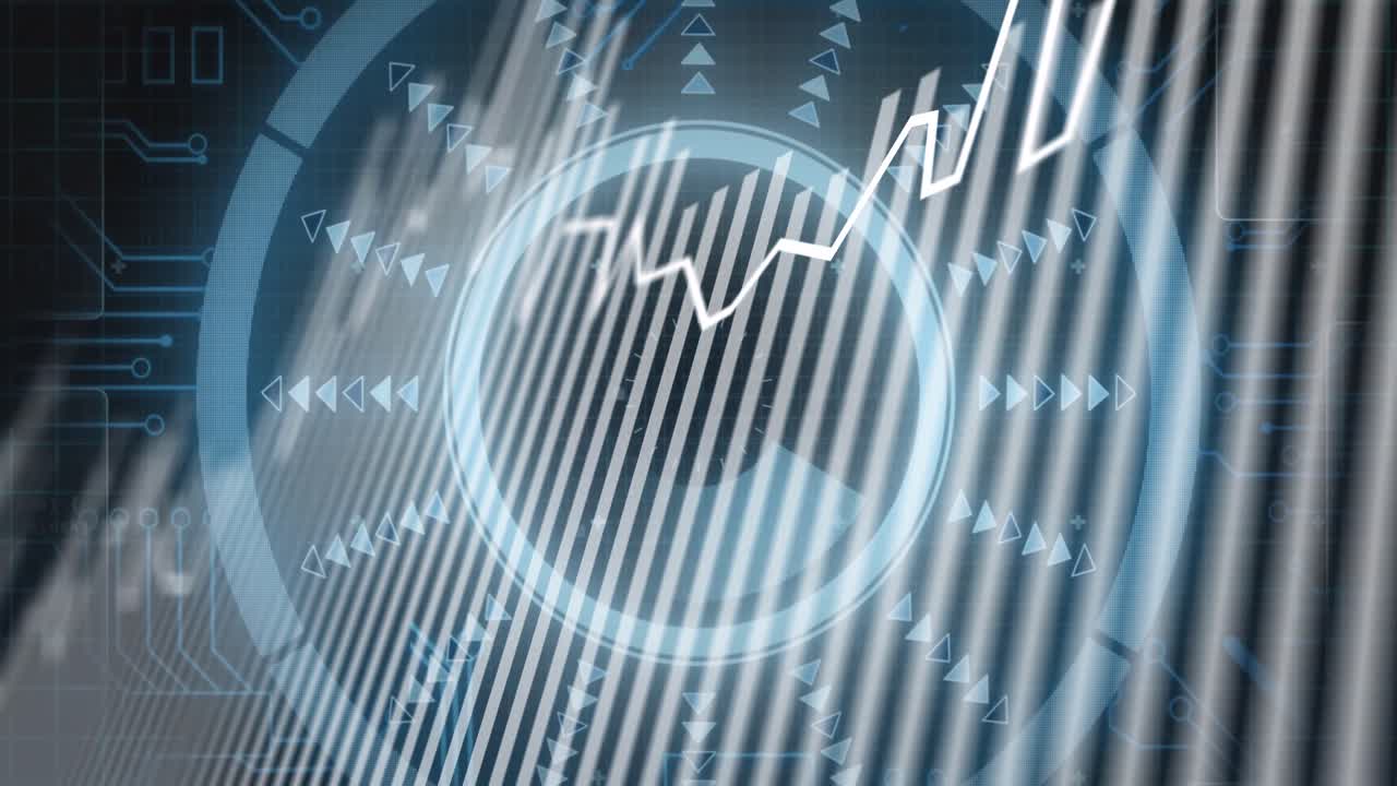 디지털 공간에서 처리 원과 통합 회로의 애니메이션