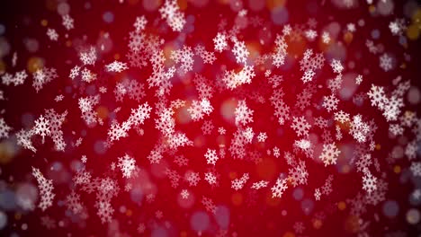 Animation-Von-Weihnachtsschnee,-Der-Auf-Roten-Hintergrund-Fällt