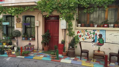 colorful street art in balat, istanbul, turkey