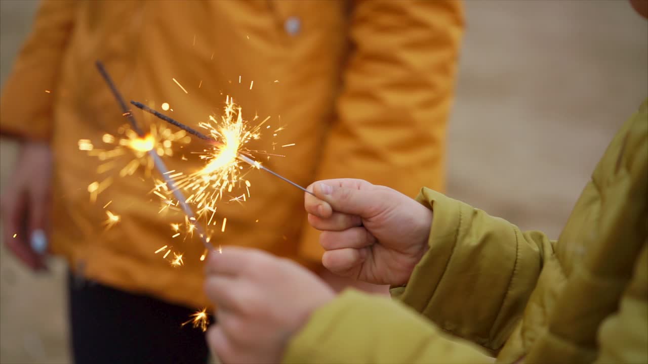 Children Playing with Sparkler