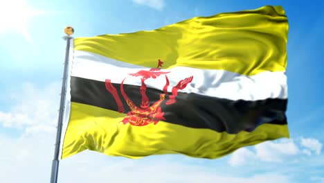bandera de brunei darussalam bucle sin costuras vídeo de renderización 3d. hermoso bucle de tela textil agitando el tejido