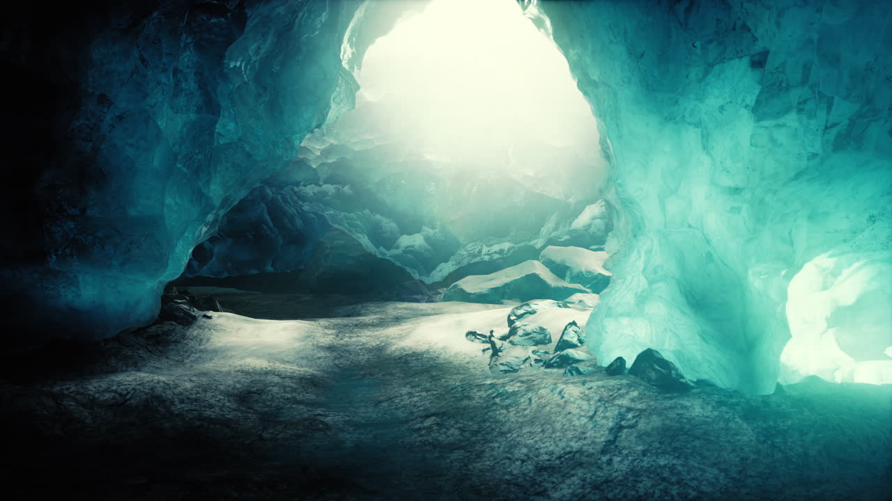 toma interior de la cueva del glaciar de hielo