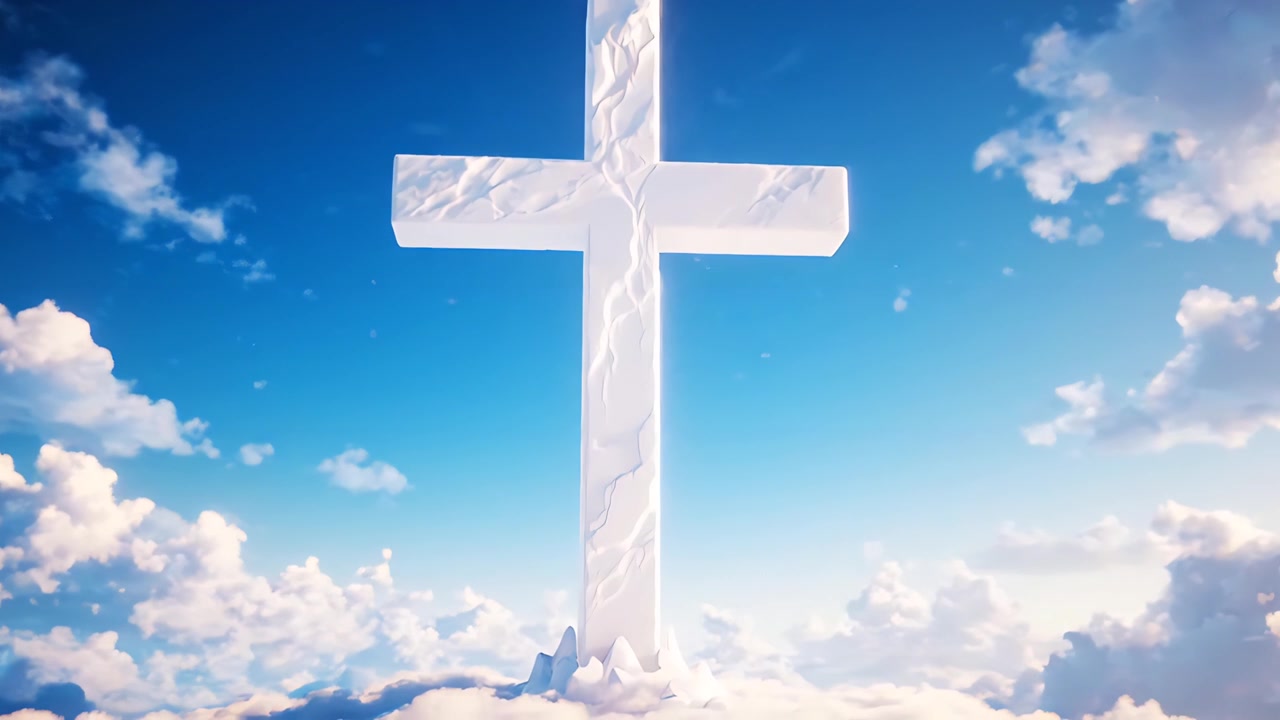 기독교 십자가 천상의 빛 예배 배경 4K
