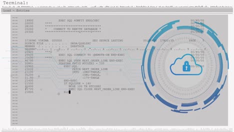 Animation-of-padlock-over-data-processing-on-white-background