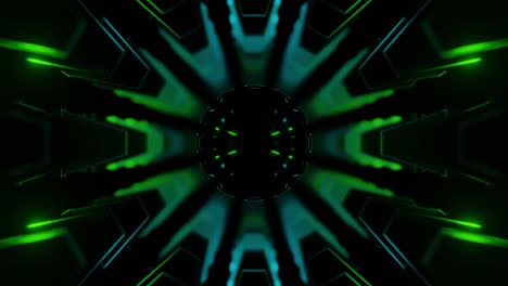 patrón geométrico abstracto con luces verdes y azules brillantes