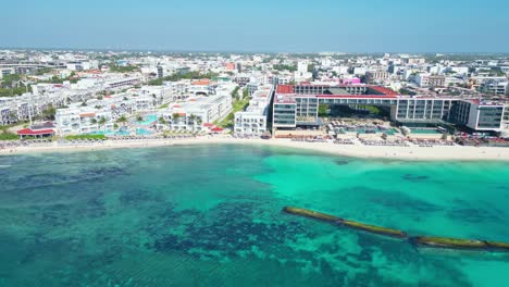 playa del carmen, featuring beach resorts and crystal-clear water, aerial view
