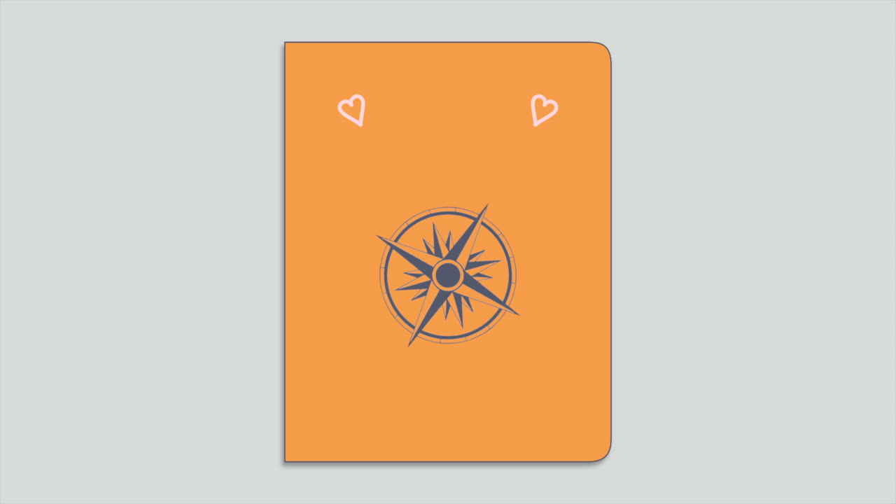 pasaporte con brújula y corazones
