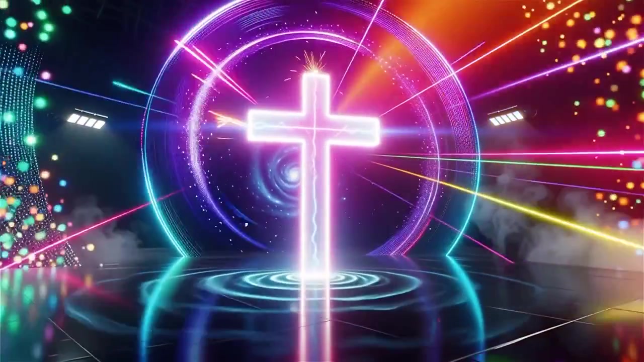 Croce Cristiana Luce Celestiale Sfondo per il Culto.