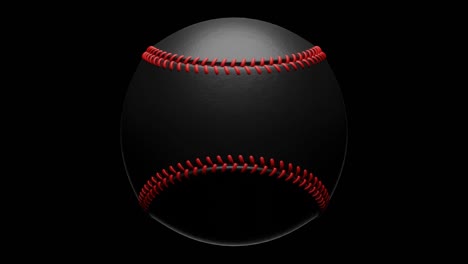 una pelota de béisbol negra aislada sobre un fondo negro.