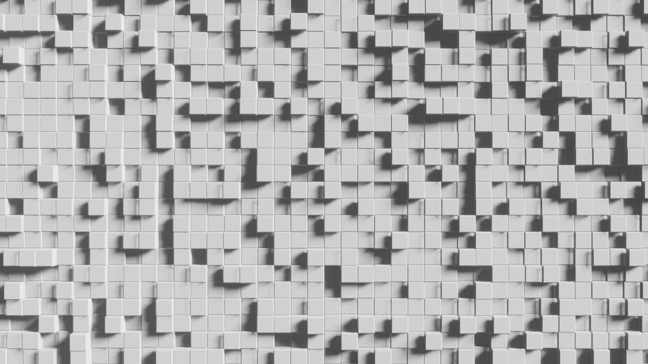 fondo animado abstracto con cubos blancos. animación de bucle sin costuras 3d moderna. construcción de movimiento sin fin con elementos realistas