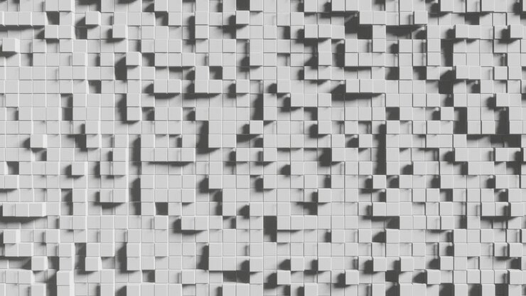 Abstract animated background with white cubes. Modern 3d seamless loop animation. Endless movement construction with realistic elements