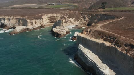 aerial view of ocean at shark fin cove on high way 1 in northern california