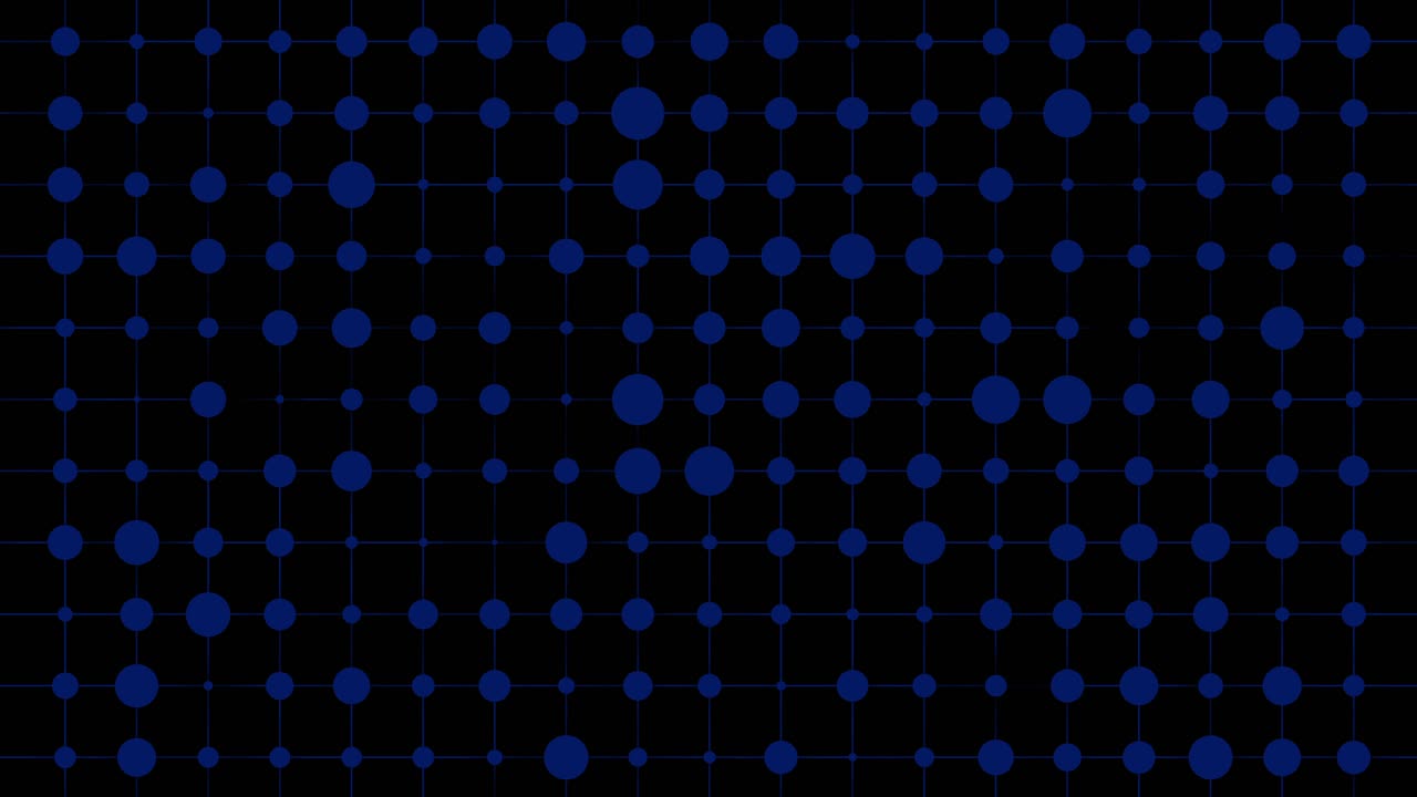 반짝이는 파란색 점 패턴이 있는 반복 가능한 추상적인 어두운 격자 배경