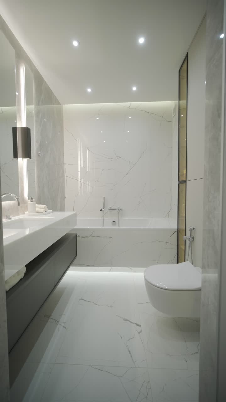 Sleek Modern Bathroom with Marble Detailing