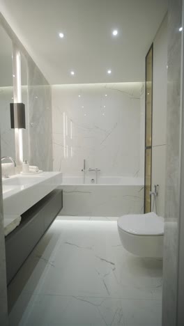 sleek modern bathroom with marble detailing