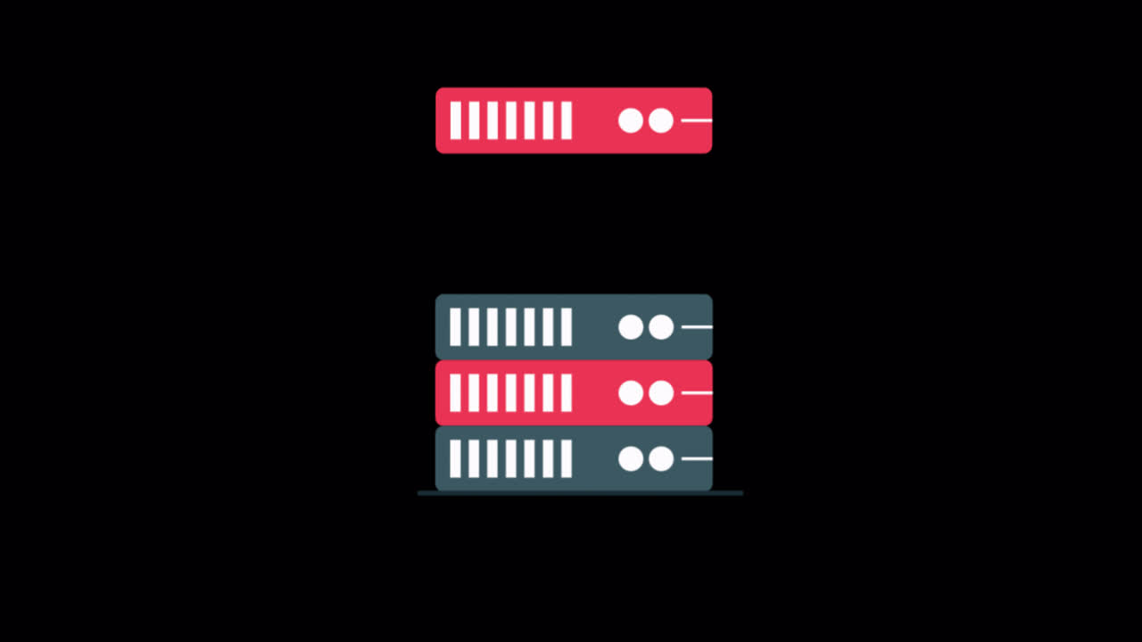 Animation of Server Racks Stacking and Uploading Data to Cloud