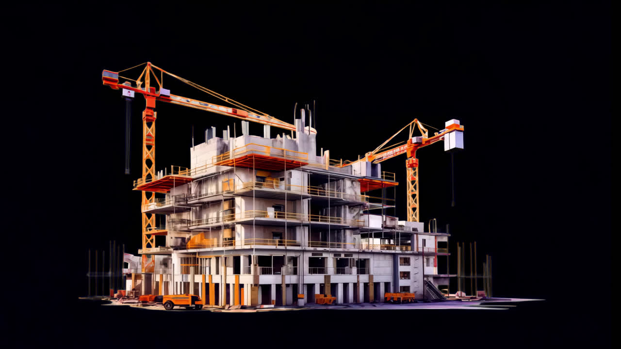 Construction site animation isolated asset, transparent 4K video, alpha ...
