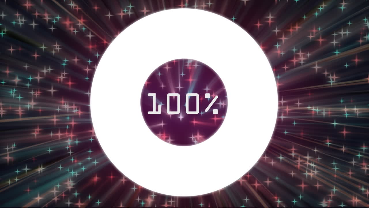 블랙 스페이스 위의 로딩 서클의 애니메이션과 별