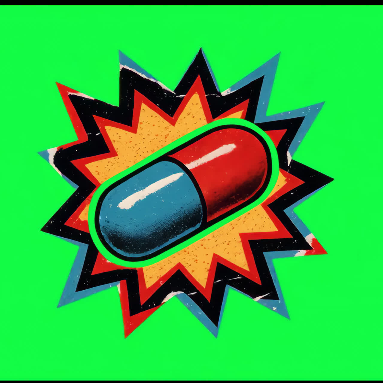 Colorful pop medicine illustration animation isolated asset, transparent 4K video, alpha channel