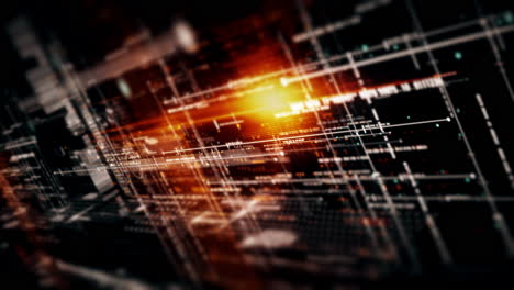 matriz de datos de flujo de desenfoque abstracto futurista, meta, metaverso, telemetría y visualización de números cifrados con simulación de partículas en el entorno del ciberespacio para el fondo de visualización frontal-5