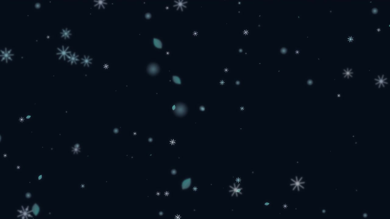 Animated Snowflakes and Falling Leaves on Dark Background