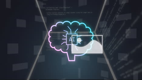 animación de un texto y procesamiento de datos de codificación binaria sobre la pantalla