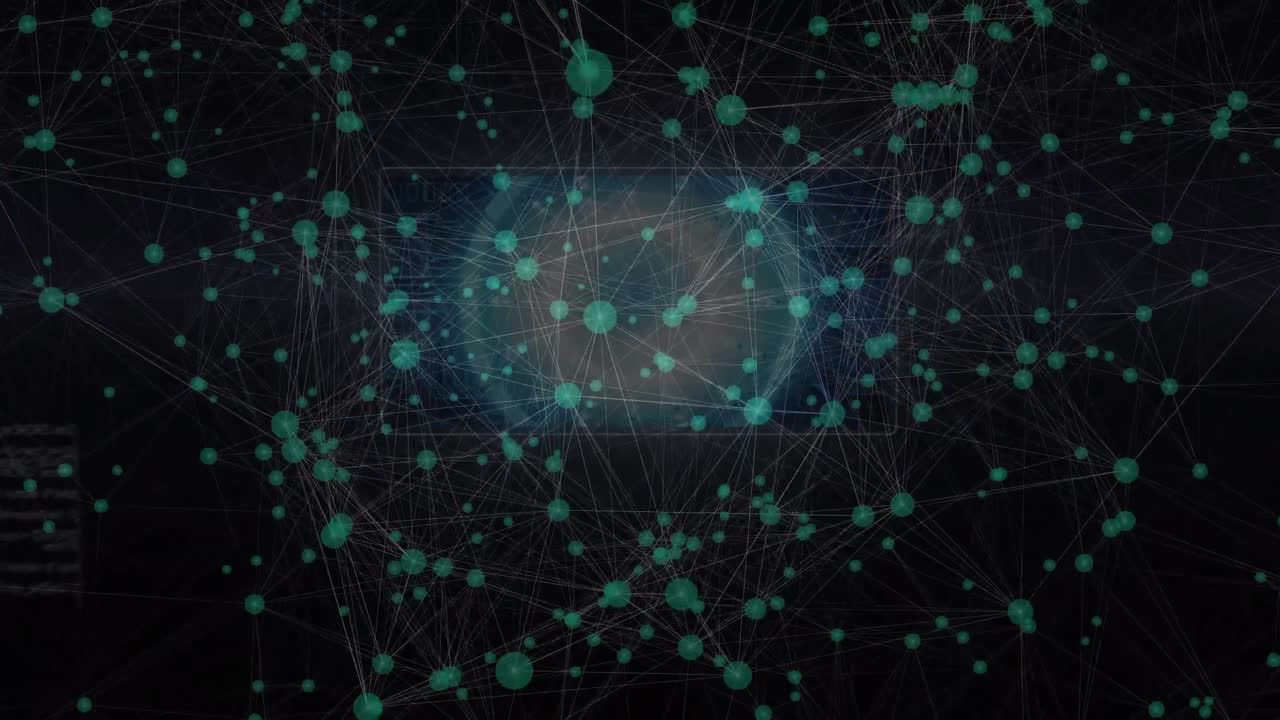 animación de la red de conexiones sobre el fondo de la marina