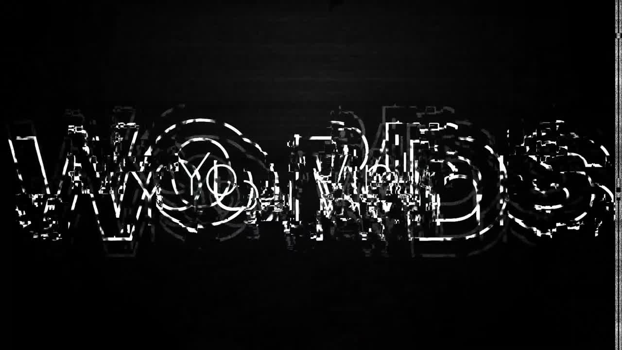 animación de las palabras que ganas con glitch parpadeando sobre fondo negro