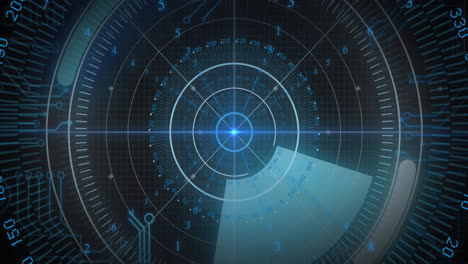 animation of scope scanning and digital data processing over black background