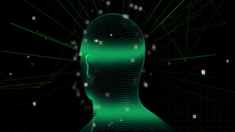 spinning brain against network of connections on black background