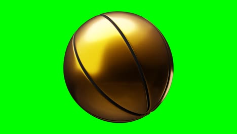 gold basketball ball on green chroma key.