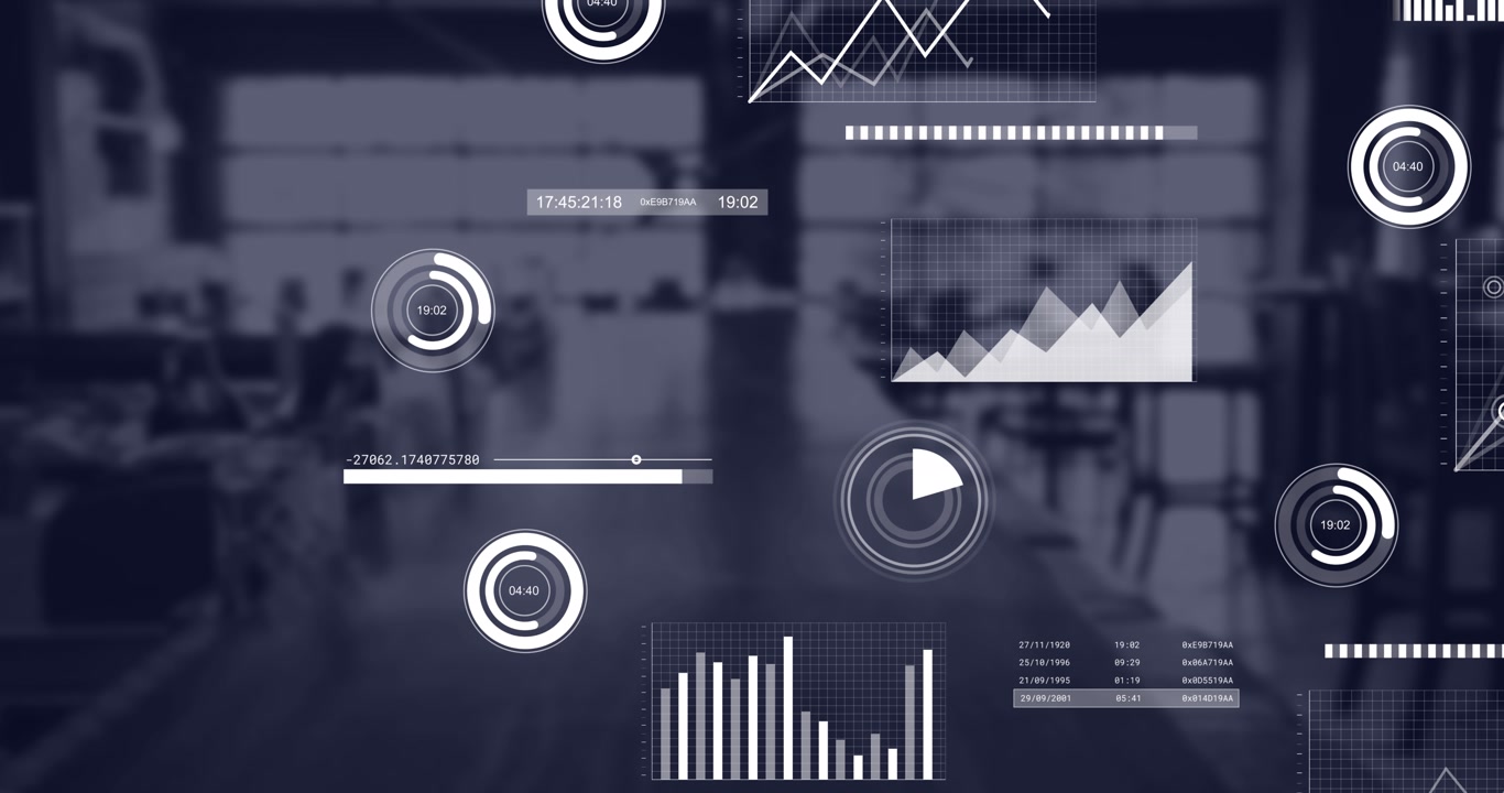 Animation of statistical data processing against empty office