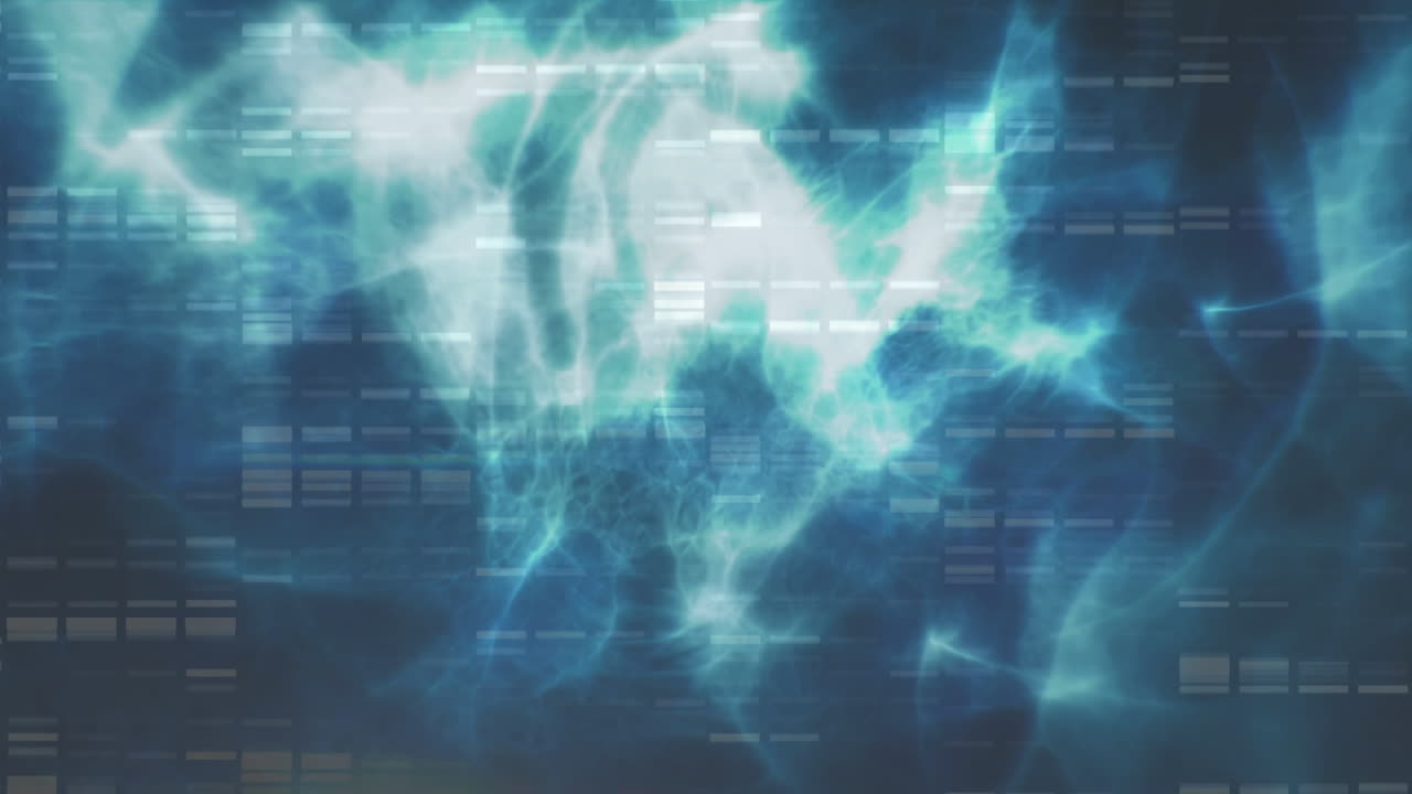 Animation of data processing in blue space