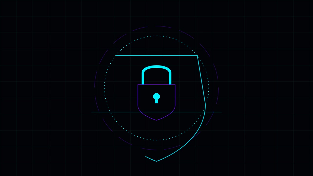 Digital Security Concept with Animated Glowing Padlock Icon