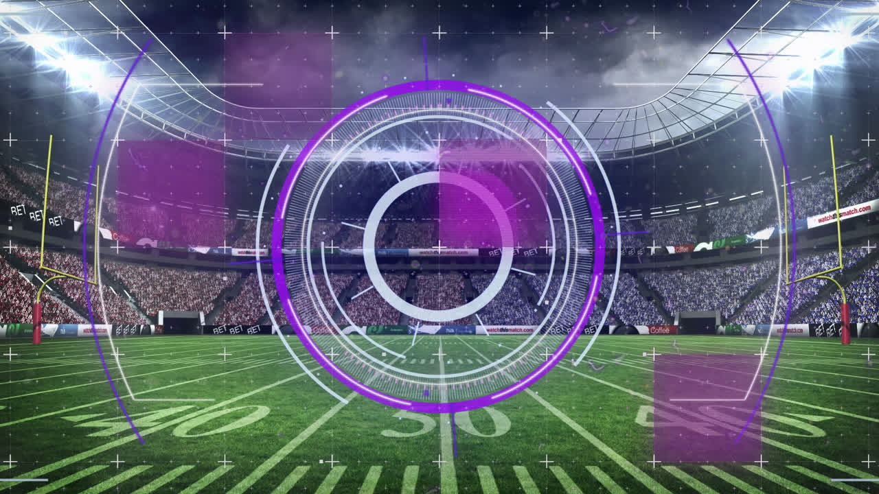 Animation of data processing over sports stadium