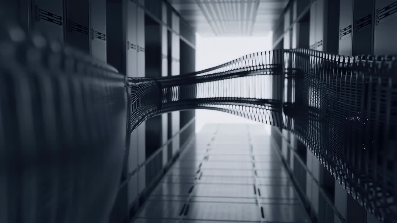 Futuristic Data Corridor with Abstract Network Structure