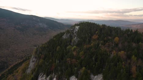 dramatic wilderness mountain landscape, aerial flyover