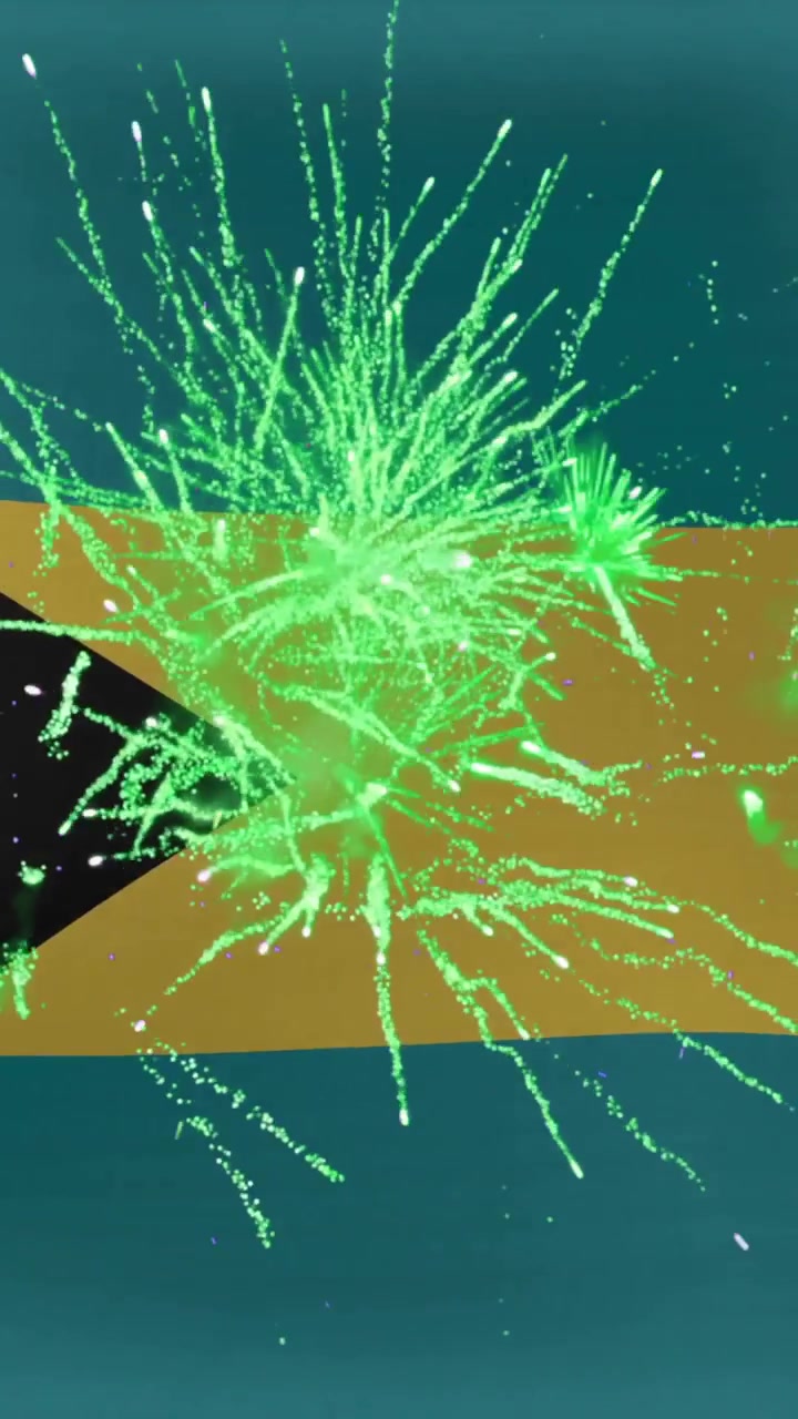 Animazione di fuochi d'artificio sopra la bandiera delle Bahamas