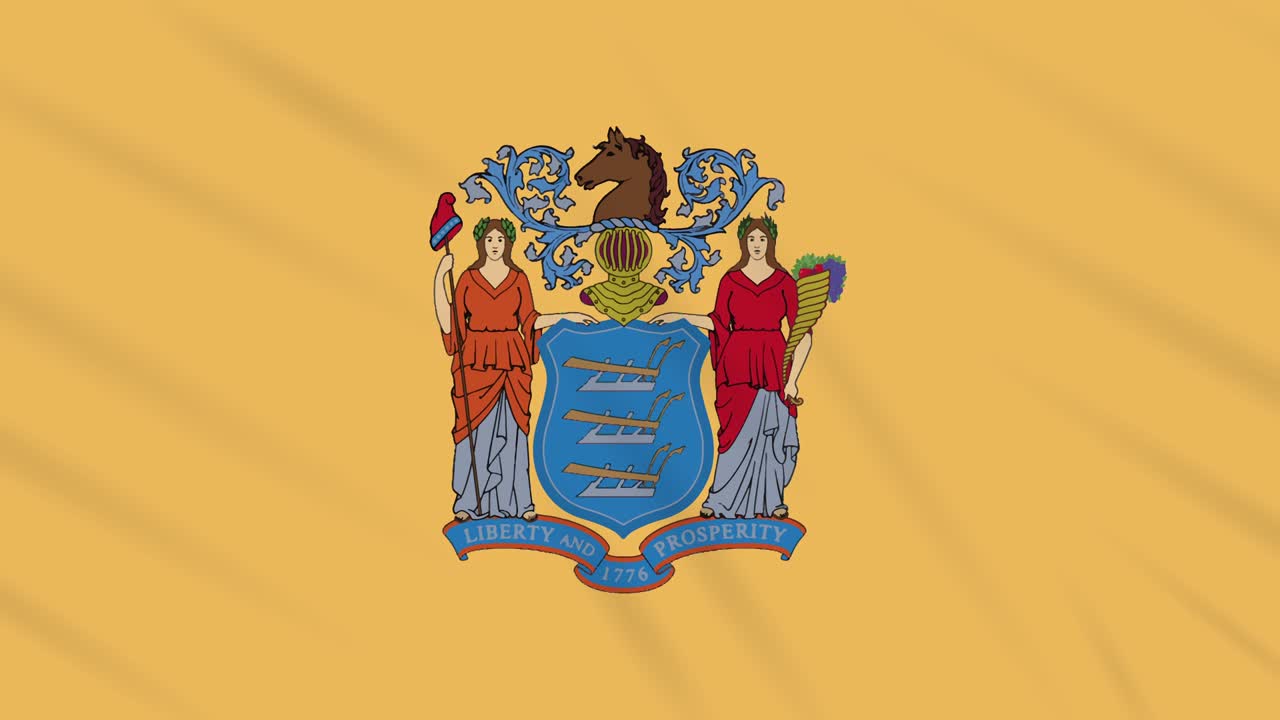 Bandeira de Nova Jersey tremulando ao vento, em loop para plano de fundo